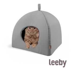 Leeby Igloo antiderrapante cinzento para gatos